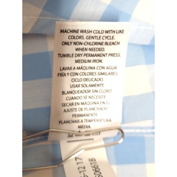 B&T MENS GEORGE LONG SLEEVE, BUTTON UP SHIRT NW/OT 3XL 54-56" BLUE & WHITE PLAID - Picture 8 of 9